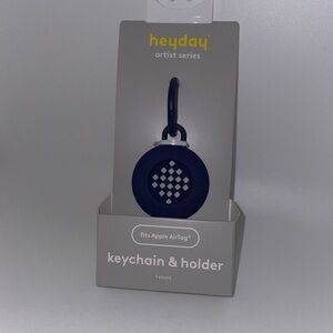 Heyday Navy Keychain & Holder for Apple AirTag Artist Series Carabiner Clip New